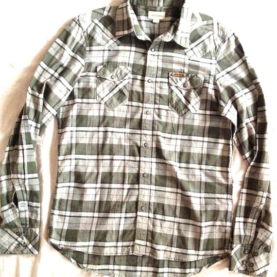 Chemise Diesel Vintage Homme Taille XL - Style Cowboy Western Bleu - Occasion Très Bon état