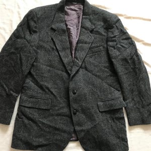 Harris Tweed WInter Dark Gray Brown Green Plaids Blazer Jacket Size 54 EU - 44 US Tall Long Edition
