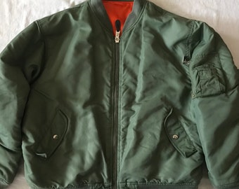 Vintage Bomber Jacket 2XL 80s MA-1 Reversible Black Zip - Etsy