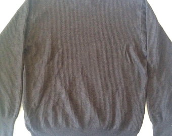 Barbour Men's Pullover Sweater Crewneck Brown Made In Scotland Pure Knit Wool Large Size *Please Read