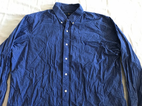 Polo Ralph Luren Checkered Blue Men's Dress Shirt… - image 2