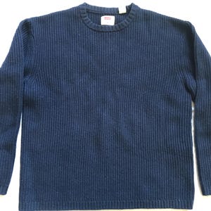 Levi&#39;s Levi Strauss Co. Wool Blend Men&#39;s Navy Blue Pullover Sweater Size Medium Relaxed Fit