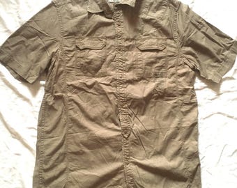 Camisa de manga corta vintage Diesel Jeans para hombre, estilo militar, verde oliva, clásica, talla grande, ajustada