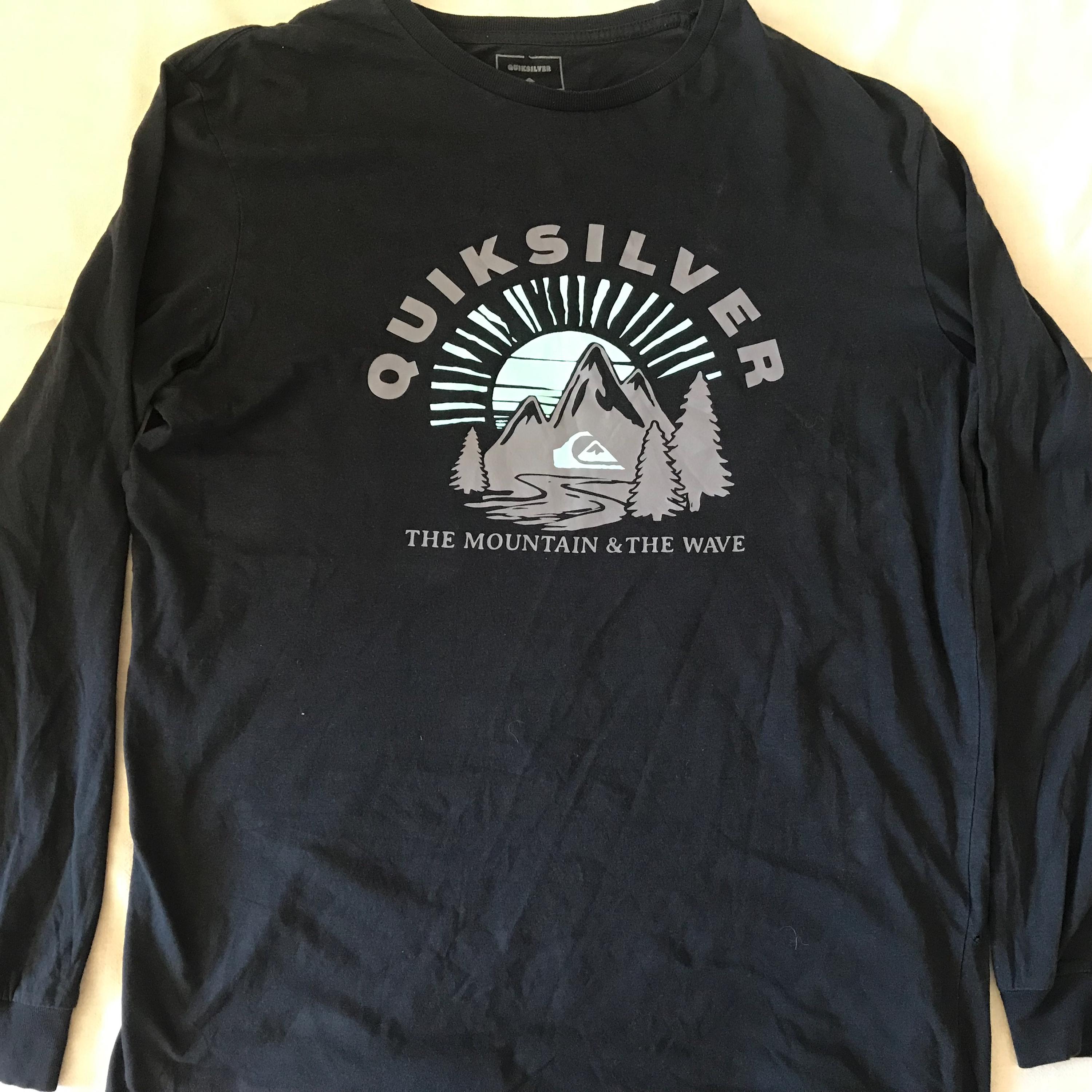 Quiksilver Herren Unisex Langarm-T-Shirt, Marineblau, mittlere Größe - Surfen, Skateboarding