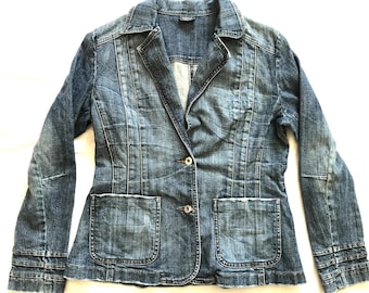Von Dutch Vintage Women's Denim Blazer 0Jacket Size 32 - Small