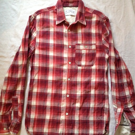 Levi's Levi Strauss Light Flannel Plaid Red Long Slee… - Gem