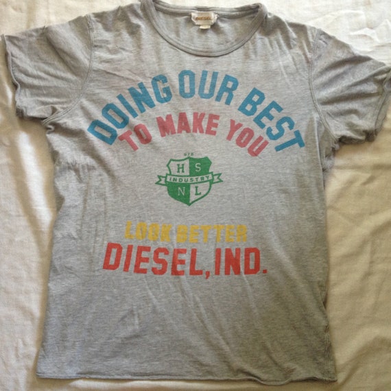 Vintage Diesel Industry Jeans Men S Unisex Gray T Shirt Etsy