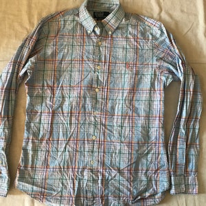 Polo Ralph Lauren Men&#39;s Shirt Model Custom Fit Long Sleeve Small Size 15-38 Plaid Pattern