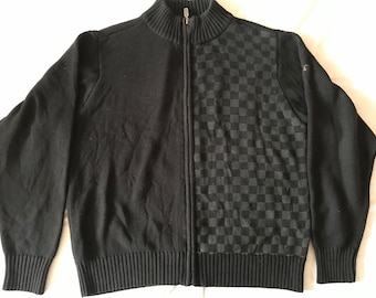 Vans ''Off The Wall'' Men's Unisex Zipped Pure Cotton Sweater Size Small Black Checkered | Skateboarding Classic