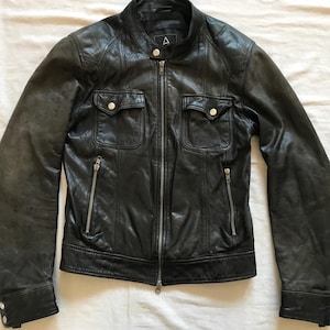 Serge Pariente France - Blouson en cuir style motard vintage pour homme, petite taille, Europe