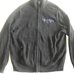 Lucky Brand Triumph Motorcycles-trui van puur katoen met volledige rits voor heren, XXL, EU zwart afbeelding 1