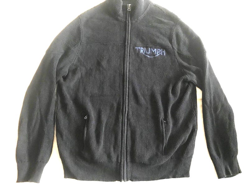 Lucky Brand Triumph Motorcycles-trui van puur katoen met volledige rits voor heren, XXL, EU zwart afbeelding 1