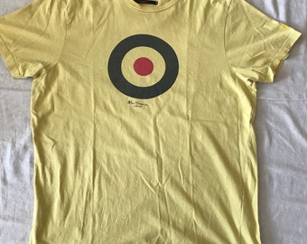 Ben Sherman London Herren Gelbe Grafik Print T-Shirt Classic Signature Edition XL XLarge Größe Slim Fit EU