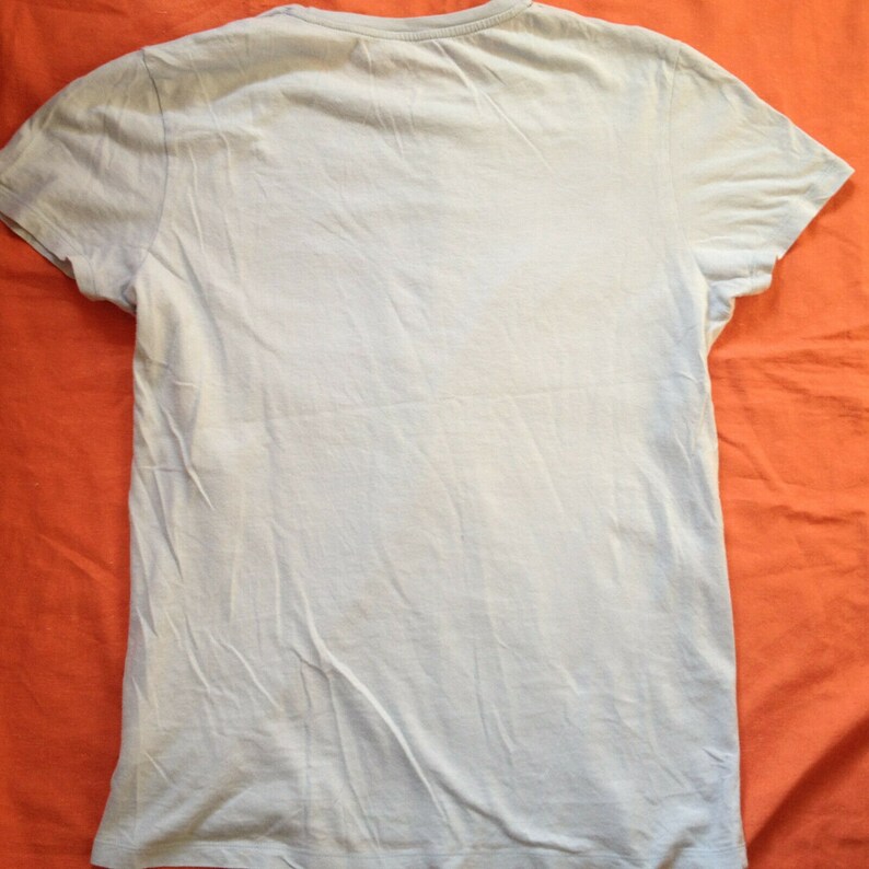 以下が含まれることがあります： 短い袖のシンプルな薄い青色のTシャツです