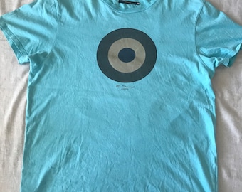 Ben Sherman London Signature ClassicTarget Herren T-Shirt Blau Large Size Slim Fit EU