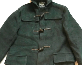 Gloverall Made In England Men's Hooded Wool Dark Green Duffle Coat Medium Size 40 US - 50 EU