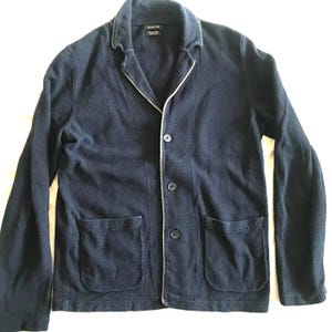 Massimo Dutti Italian Men's Knit Sport Spring Blazer Cardigan Cotton Made Navy Blue Medium US - Large EU