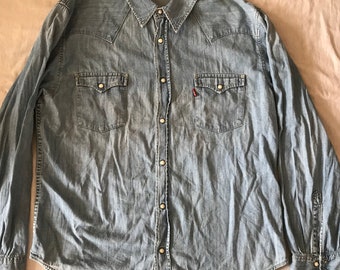Levi's Levi Strauss Men's Long Sleeve Western Snap On Denim Shirt XL XLarge Size
