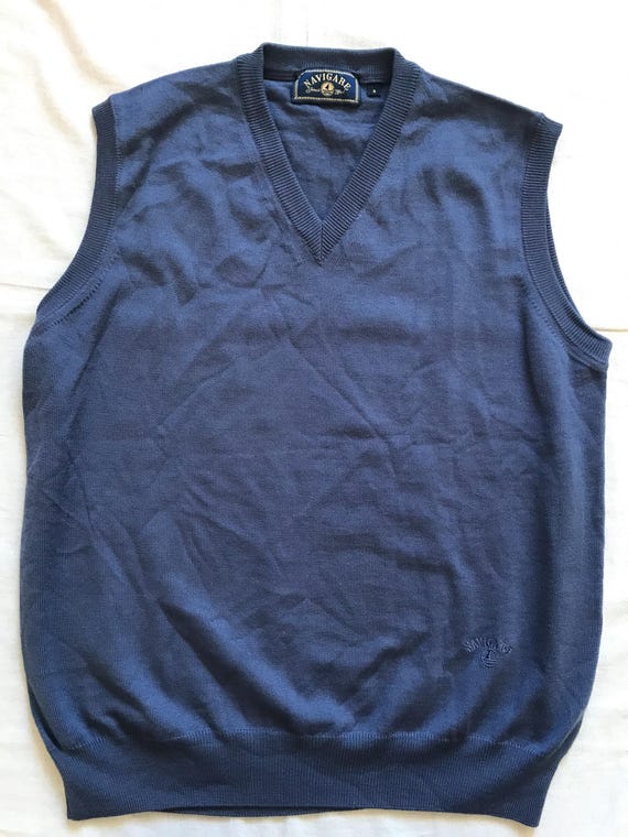 Navigare Made In Italy Débardeur Marine Homme Laine Acrylique Bleu