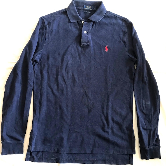 Polo Ralph Lauren Navy Blue Custom Fit Men's T-shirt Polo Shirt Long Sleeve  Small Sizev - Etsy