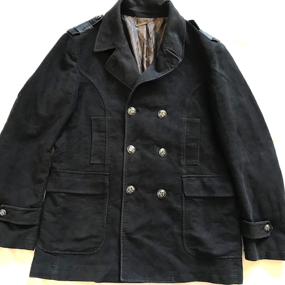 I.T.S International ネイビー ダブルブレストピーコート S Decoy Made