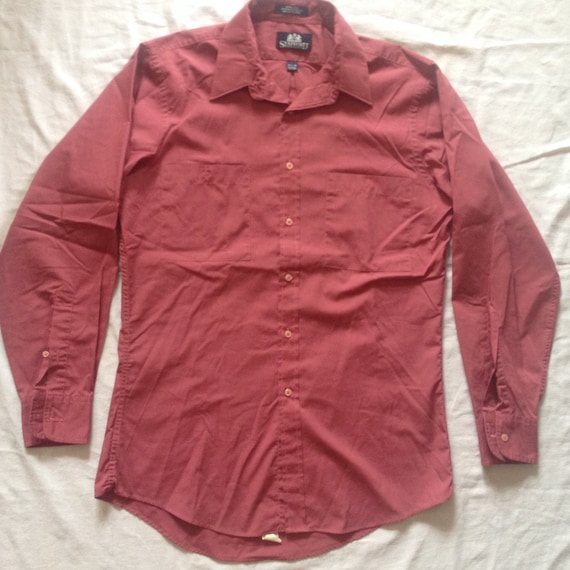 Stafford Vintage hombres manga larga borgona camisa de manga larga tamano ajustado 15 1 2 34 Etsy Mexico