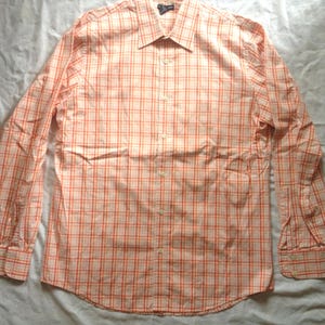Club Monaco Vintage Men's Orange Striped Check Dress Casual Shirt Long  Sleeve Large Size - Etsy