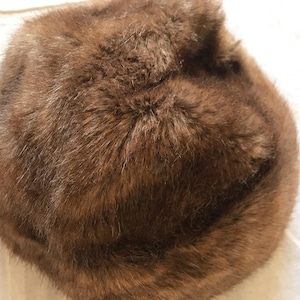 Vintage Made In France Winter Faux Fur Hat Medium Size Brown