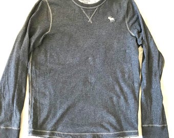 Abercrombie And Fitch T-shirt à enfiler à manches longues pour homme Gris Taille XL Muscle Slim