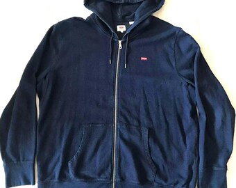 Levi's Levi Strauss Co. Men's Sweatshirt Hoodie Dark Blue Fully Zipped  Size XXL 2XL