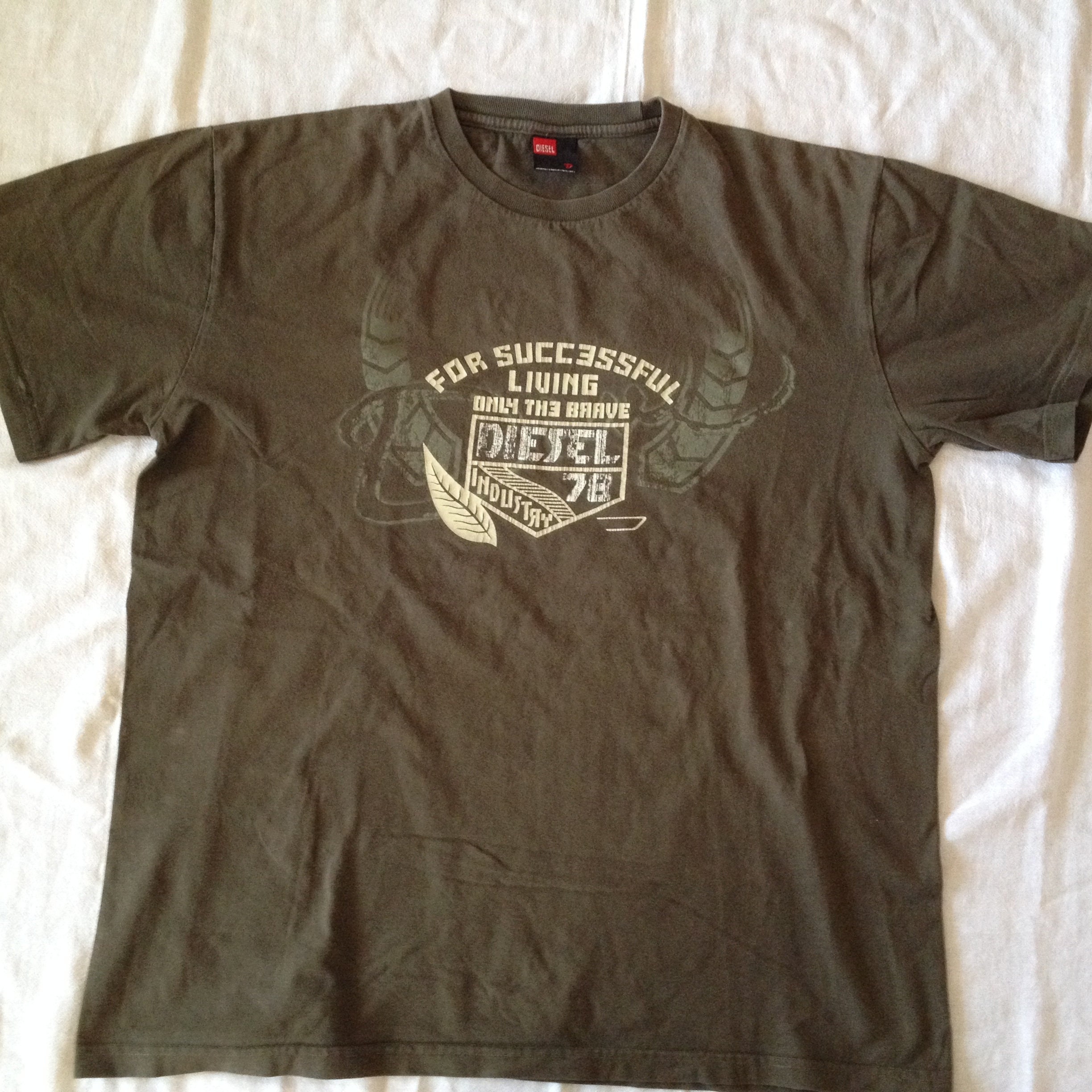 Diesel Men's Unisex Brown Size Large T-shirt W/ Printed Graphics