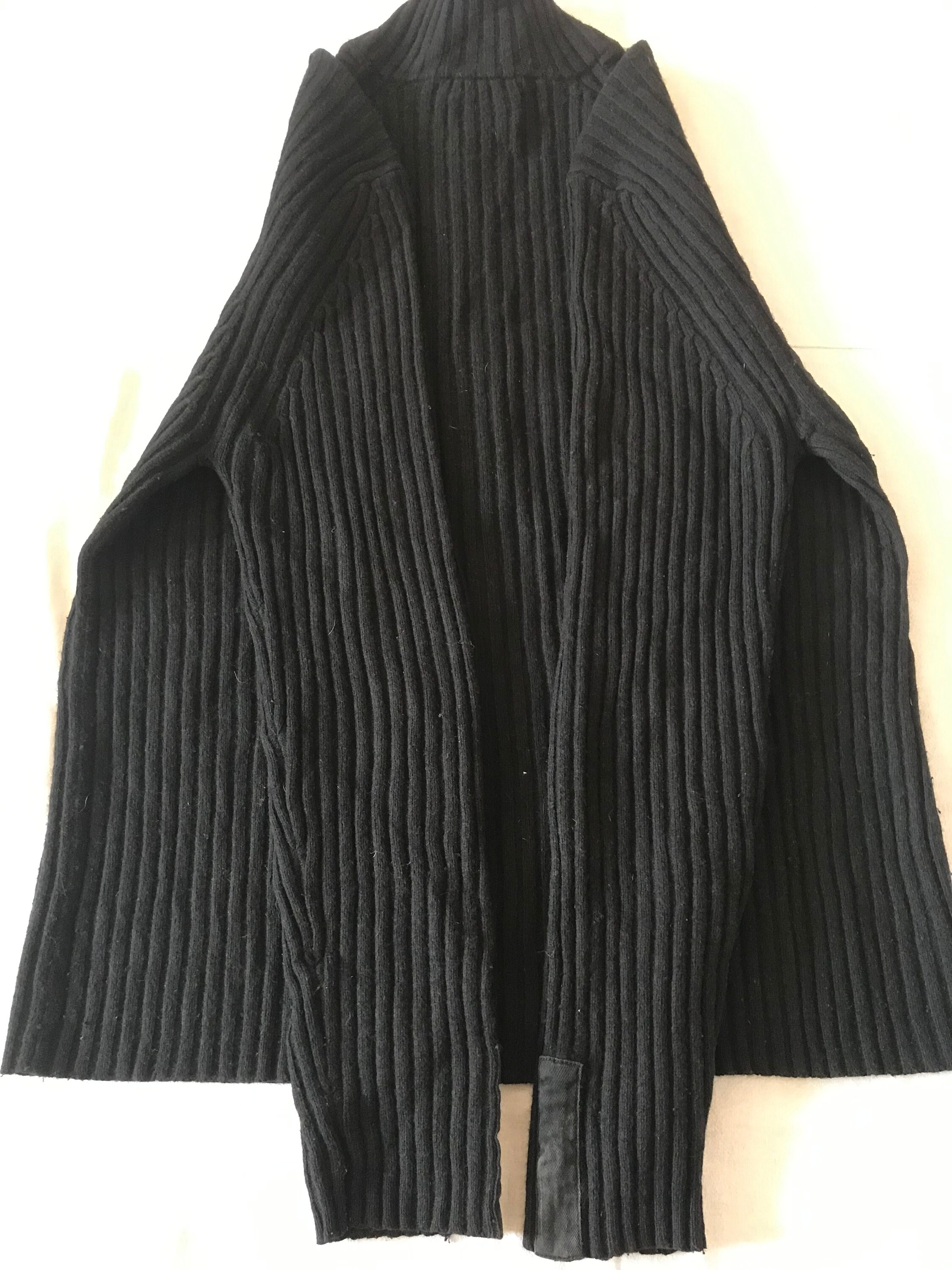 Gas Jeans Italy ハイネック メンズ ブラック ウール コンボ ジップ 