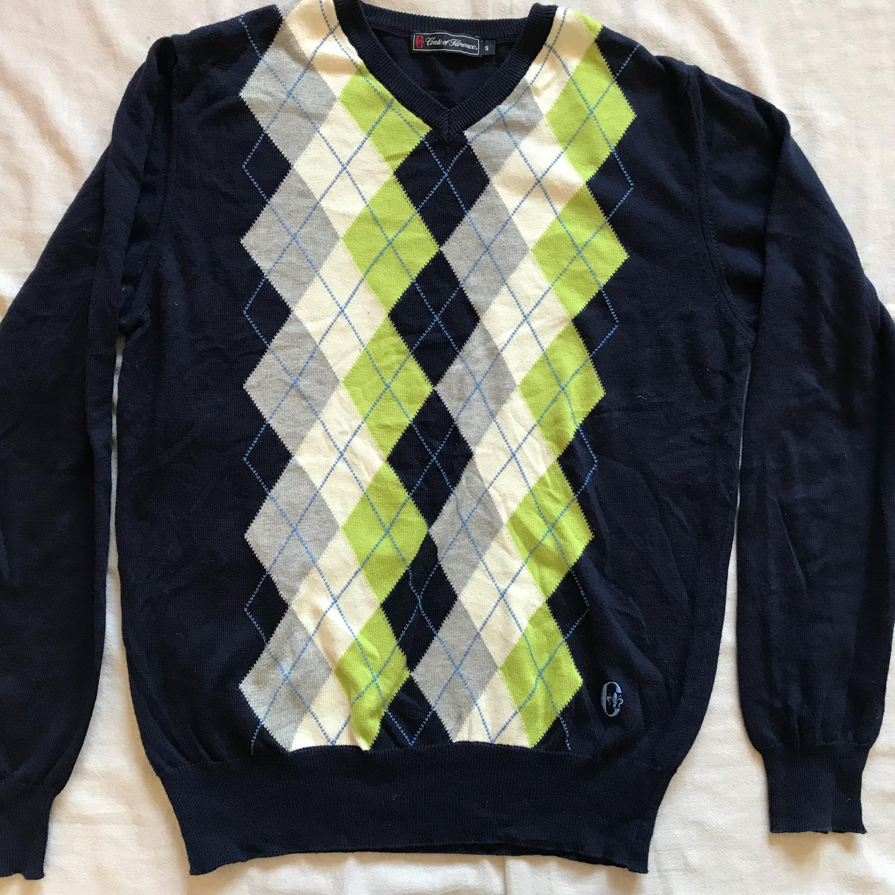 Conte Of Florence Maglione Rombo Uomo Italiano Blu Navy Puro