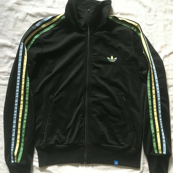 Adidas Women's Vintage Tracksuit Top Jacket 3-Striped Zipped Black with Logo Medium Size 42