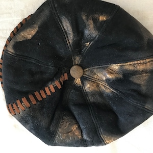 Winter Leather Men&#39;s Unisex Baker Newsboy Hat Black Size Large 58-60 cm
