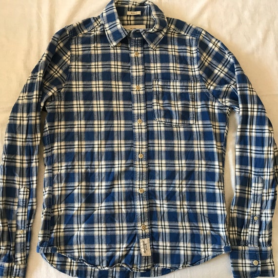 Camisa Abercrombie And Fitch de franela ligera a cuadros azul para hombre manga larga talla pequena ajustada musculosa Etsy Mexico