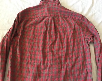 Chemise Eddie Bauer Manches Longues Rouge - Col V, Taille PM (petite) - Occasion Très Bon état