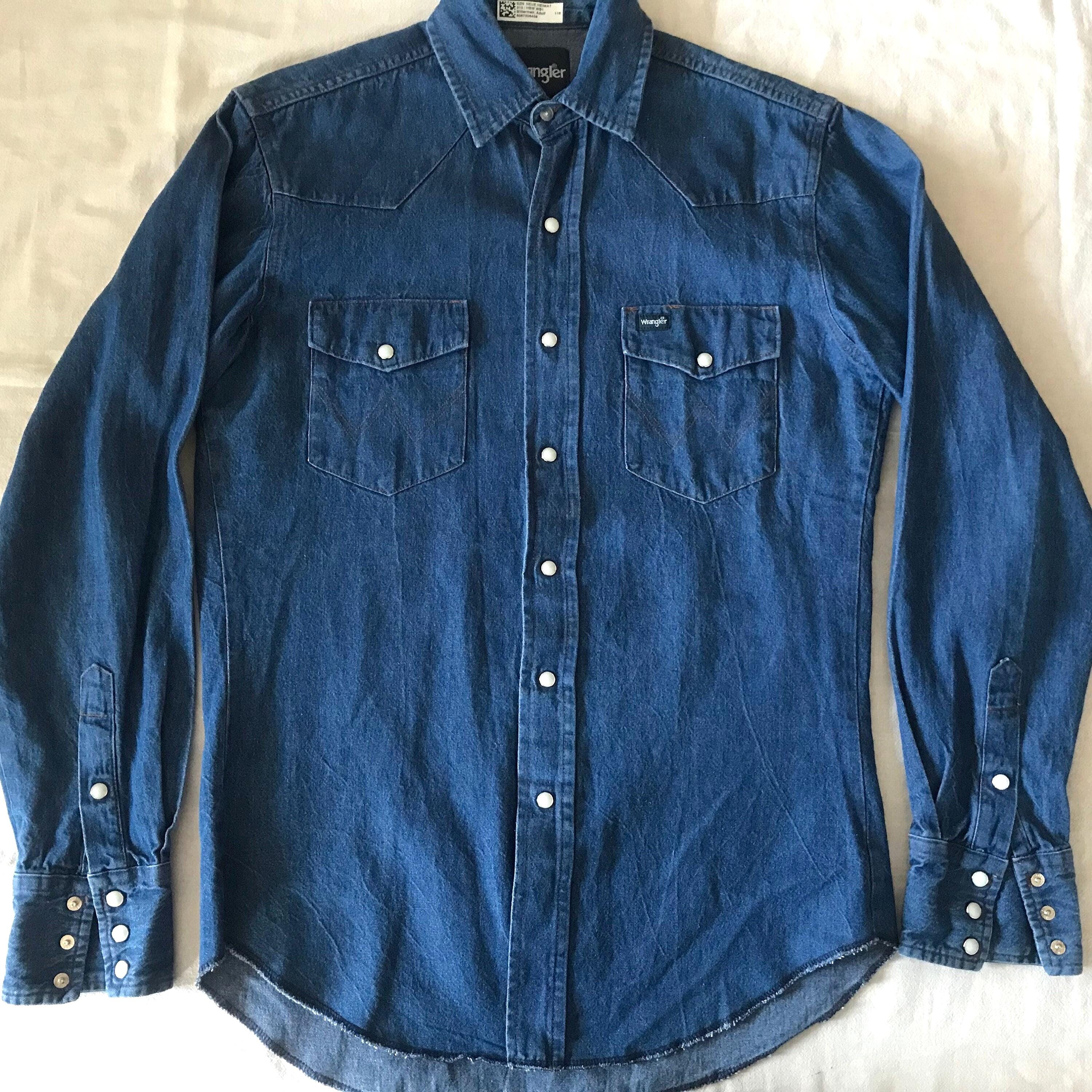 Chemise Western Vintage Wrangler - Rayée Rose - Perles Poches Pression - 15.5x34