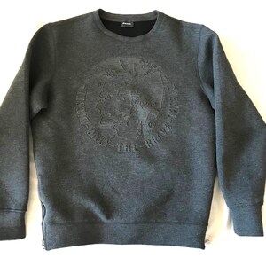 Bluza męska Diesel Industry w kolorze ciemnoszarym, unisex, rozmiar średni, z bocznymi zamkami z logo Indian Head