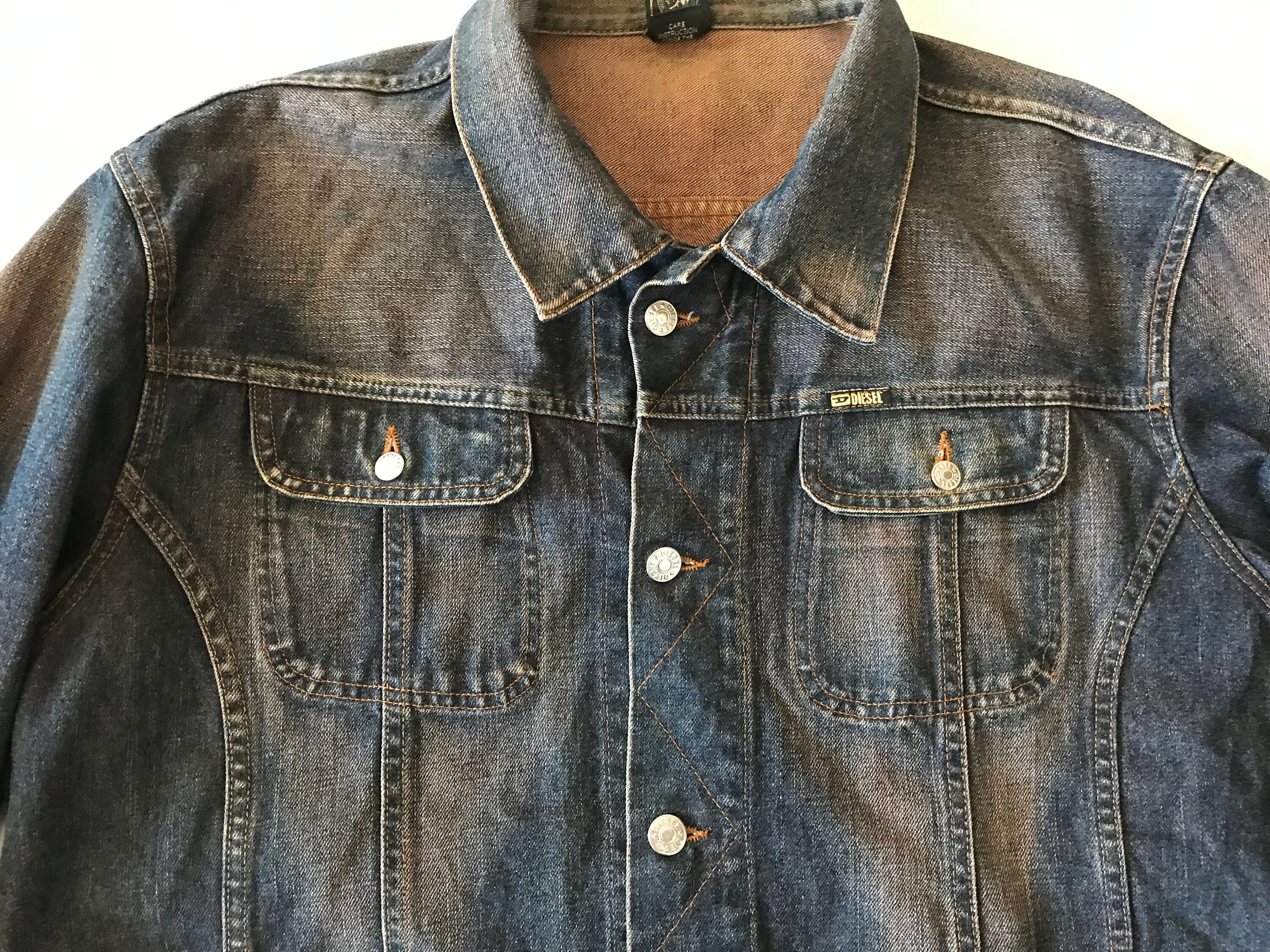 Diesel Industry Men's Denim Jacket Trucker Motorcycle Size