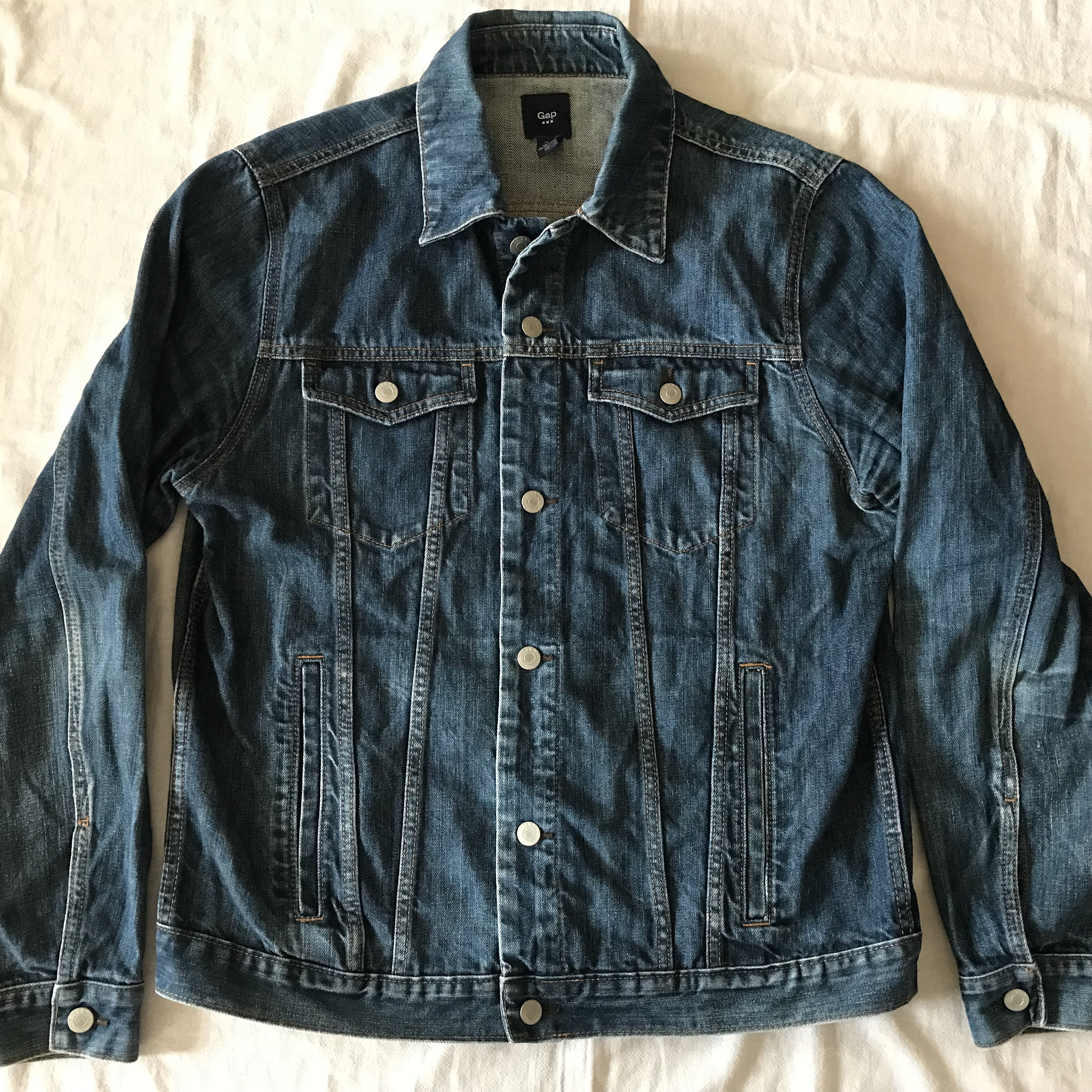 Gap Jeans Denim Men's Blue Denim Trucker Motorcycle Jacket Large