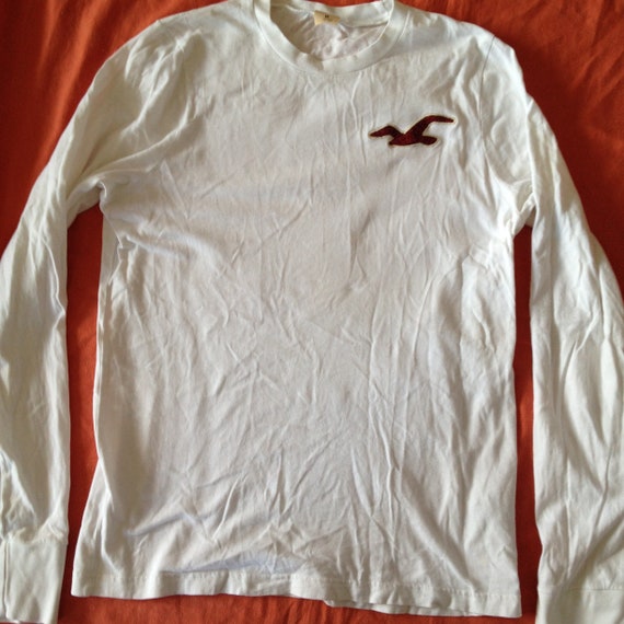 Hollister Vintage Abercrombie & Fitch White Pure Cotton Men's Unisex Long  Sleeve T-shirt Medium Size 