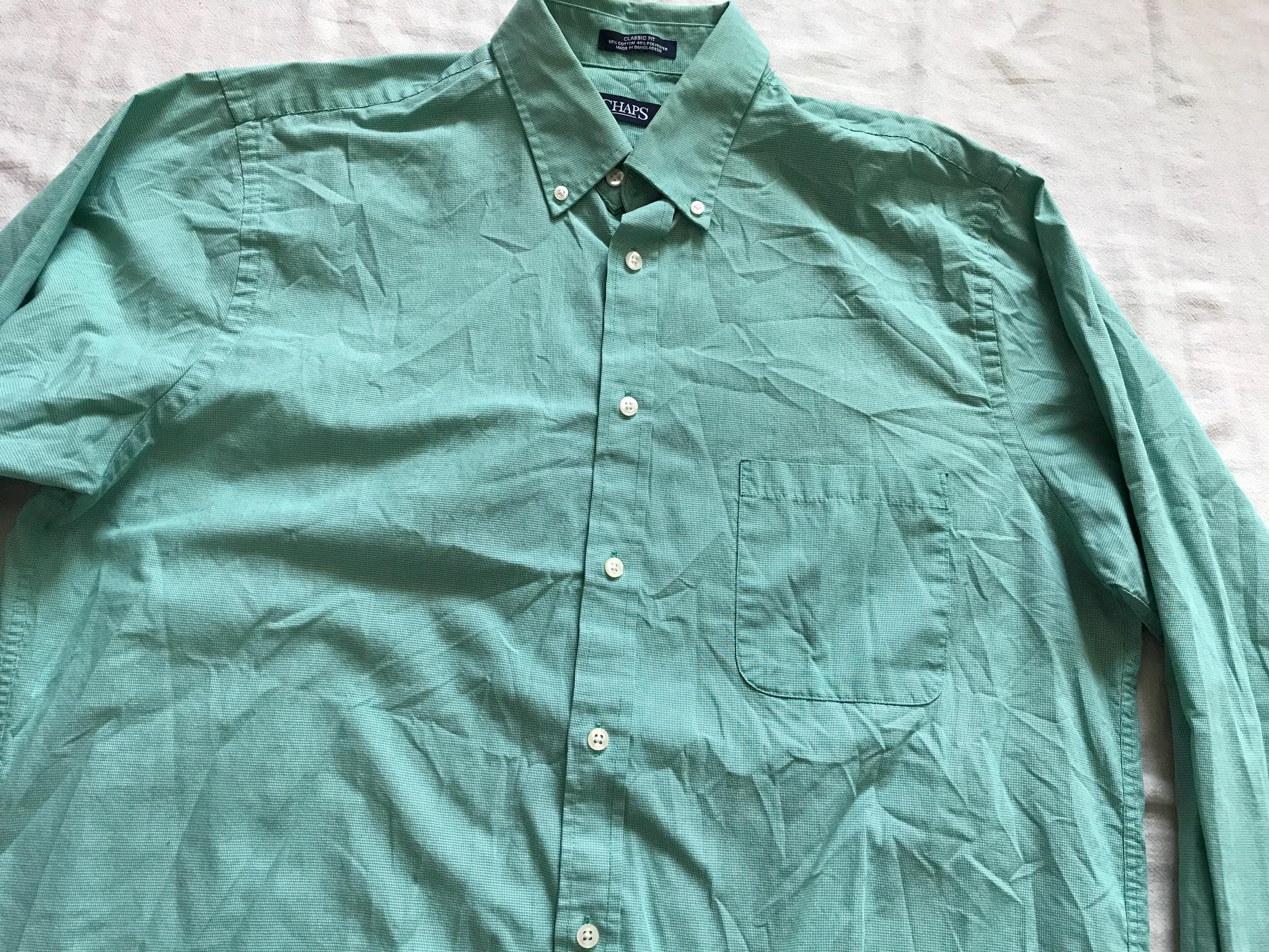 Chaps Polo Ralph Lauren Men's Dress Shirt LOng Sleeve Green Color Size 36/37 16 1/2 Chaps Polo Ralph Lauren Men's Dress Shirt LOng Sleeve Green Color Size 36/37 16 1/2