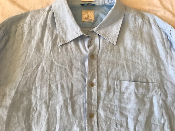Gap Men s Long Sleeve Linen Dress Shirt Size XL Light blue Color