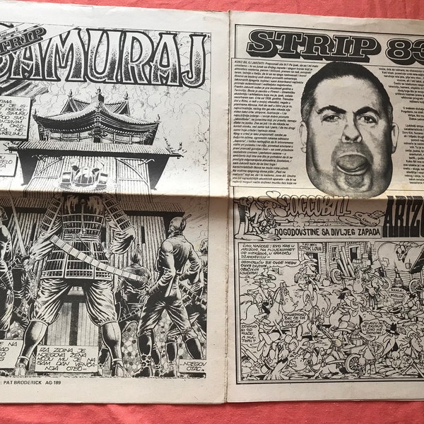 Politika Strip 83 Tamaño de periódico vintage yugoslavo / Xanadu McCoy Samurai Capitán Wolf Cocco Bill Jacovitti / Italian Comics Masters