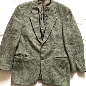 Blazer de invierno para hombre Harris Tweed Dyckhoff Fritzsche verde. Corte personalizado. Talla aproximada 40-42 US / 50-52 EU. *Consulte las medidas.