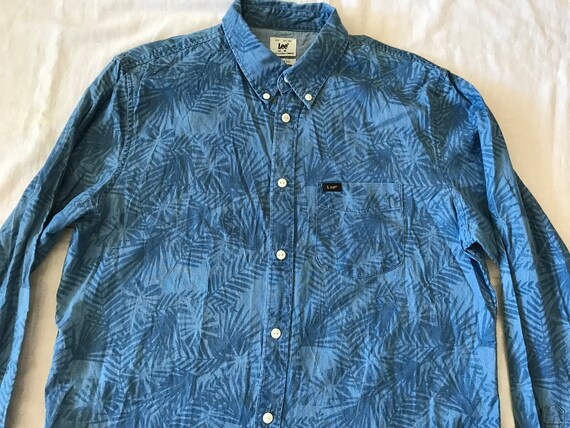Lee Jeans Camisa Vaquera De Manga Larga Azul con Estampado De Flores para Hombre Talla Mediana Regular EU Etsy Mexico