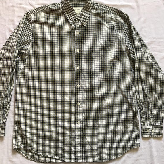 Eddie Bauer Men's Classic Check Button Down Dress Shirt Medium Size