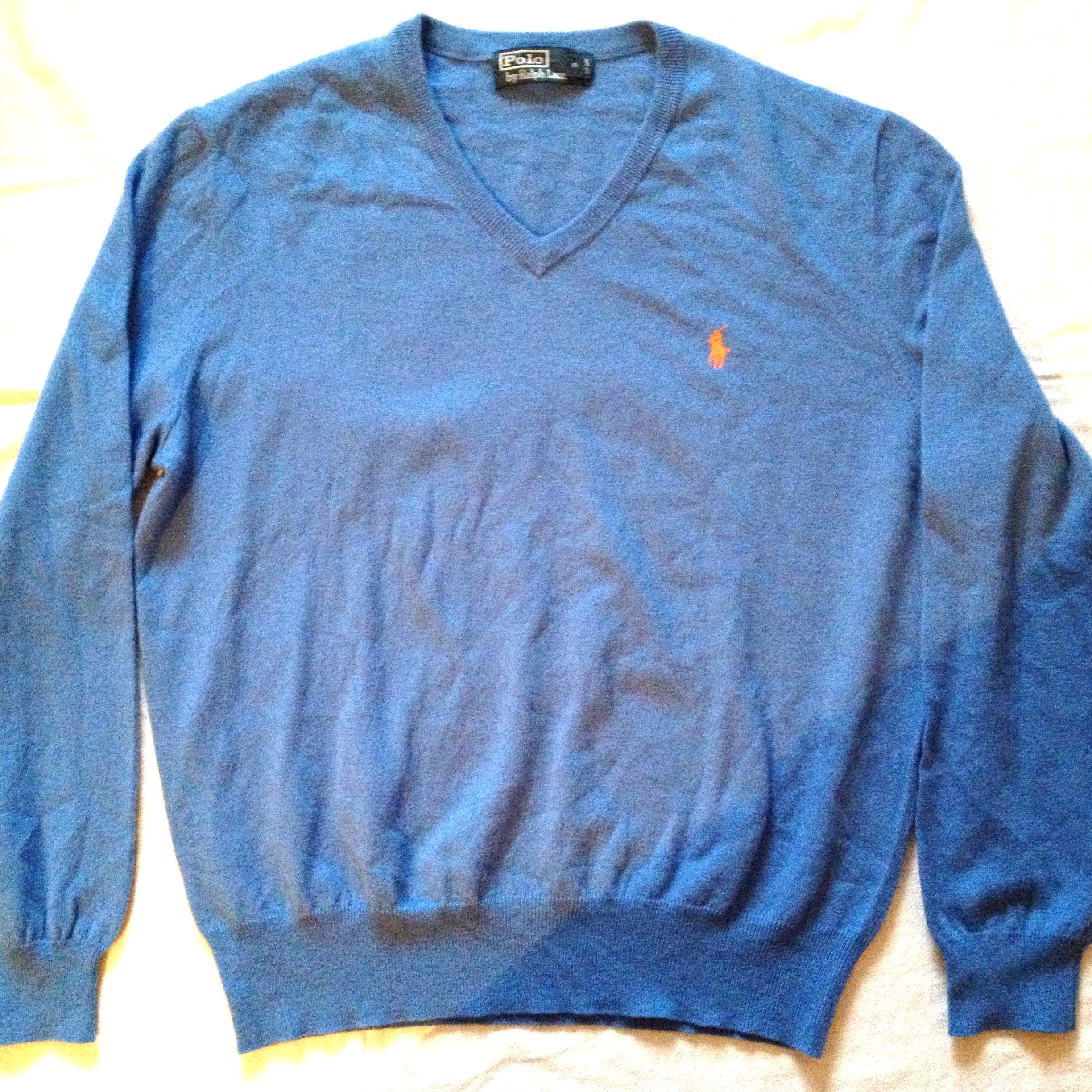 Polo Ralph Lauren Vintage Men's Blue 100% Merino Wool Pullover