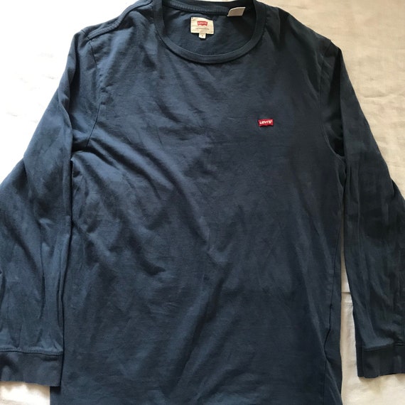 90'S Levi's LEVI STRAUSS and CO. Henley neck thermal long T-shirt, Made in Italy, Men's size M, Vintage cotton black type Vintage Second Hand